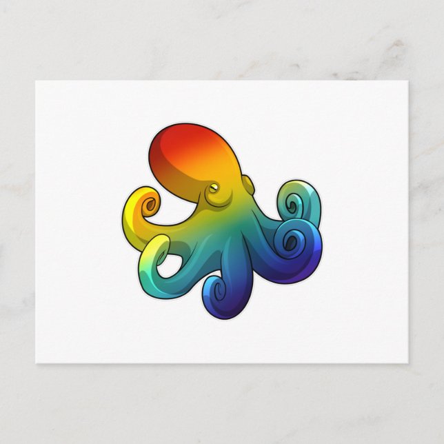 Oktopus mit Regenbogen Postkarte (Vorderseite)