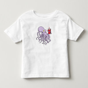 Oktopus mit trinkender Tasse Kleinkind T-shirt