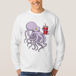 Oktopus mit trinkender Tasse T-Shirt