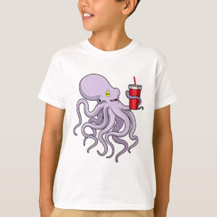 Oktopus mit trinkender Tasse T-Shirt