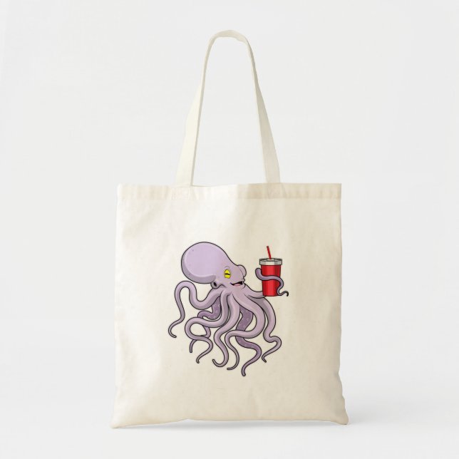Oktopus mit trinkender Tasse Tragetasche (Vorne)