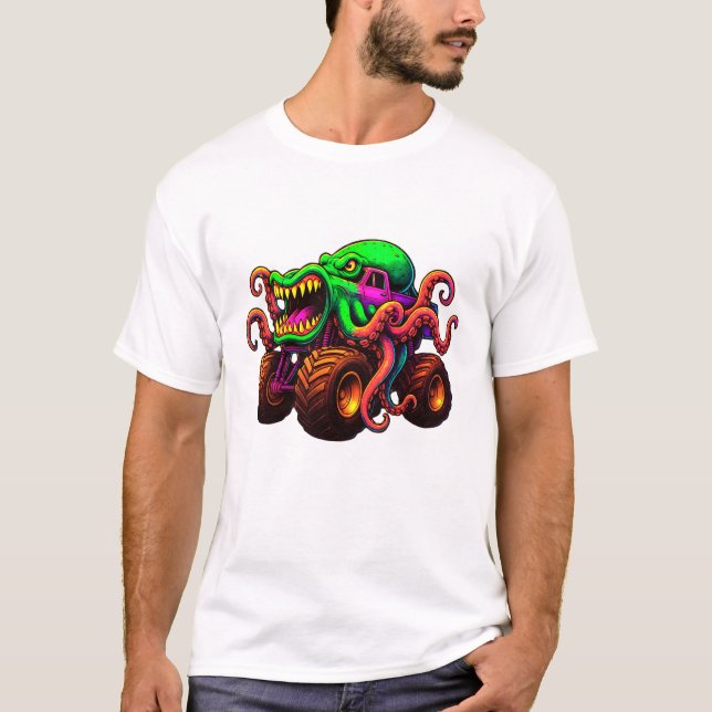 Oktopus-Monstertruck  T-Shirt (Vorderseite)