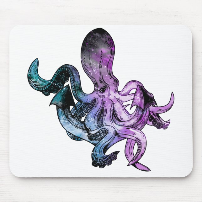 Oktopus Neon Mousepad (Vorne)
