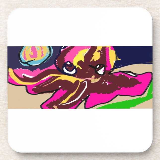 Oktopus niedlich getränkeuntersetzer (Vorderseite)