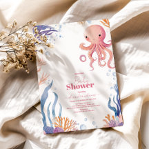 Oktopus Niedlich Pink Watercolor Girl Babydusche