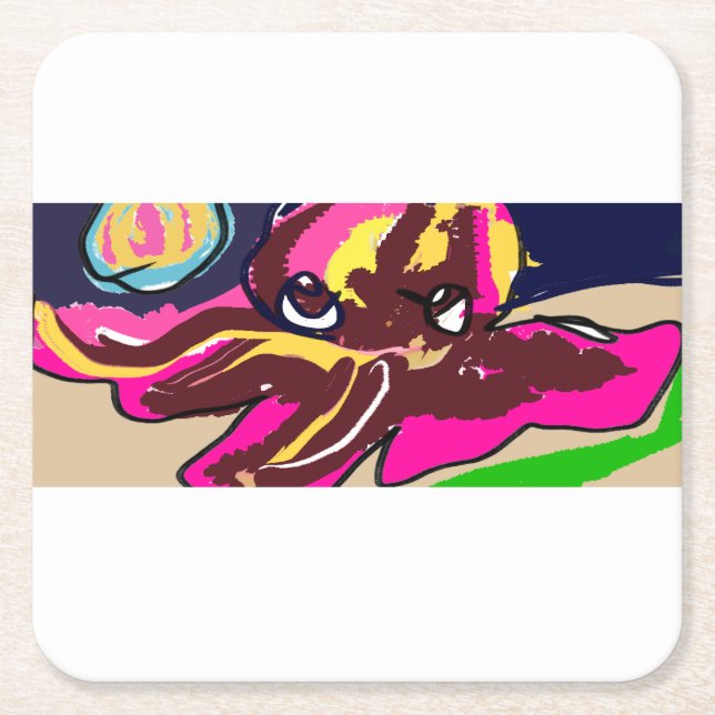 Oktopus niedlich rechteckiger pappuntersetzer (Vorderseite)
