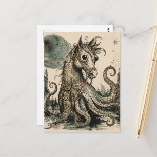 Oktopus-Pferd-Hybrid-Kreatur Fantasy-Kunst Postkarte