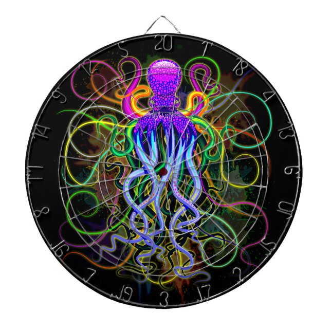 Oktopus Psychedelische Lumineszenz Dartscheibe (vorne)