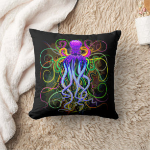 Oktopus Psychedelische Lumineszenz Kissen