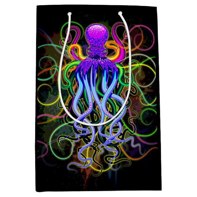Oktopus Psychedelische Lumineszenz Mittlere Geschenktüte (Vorderseite)