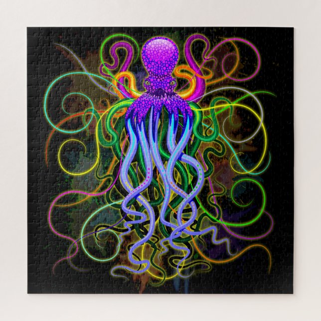Oktopus Psychedelische Lumineszenz Puzzle (Vertikal)