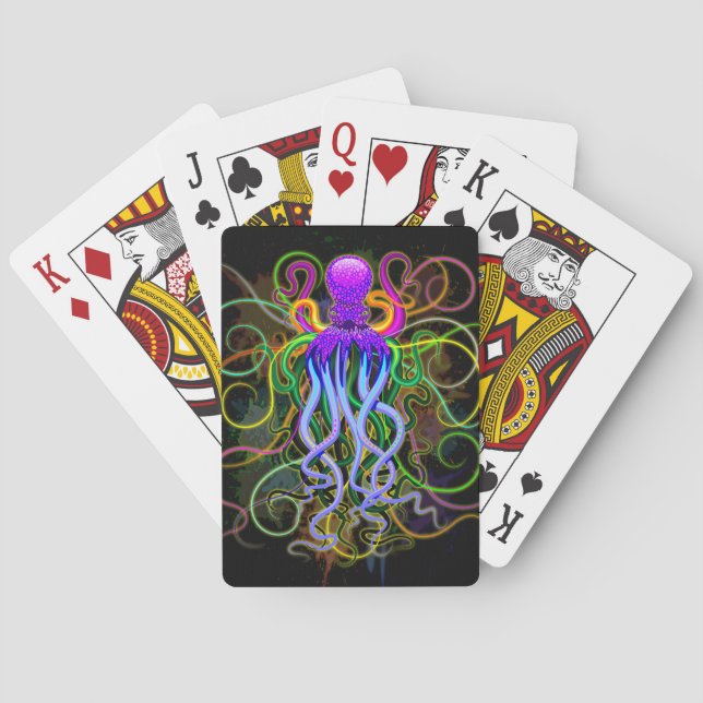 Oktopus Psychedelische Lumineszenz Spielkarten (Rückseite)