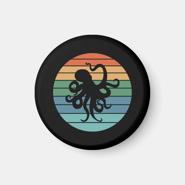 Oktopus Retro Magnet (Vorne)