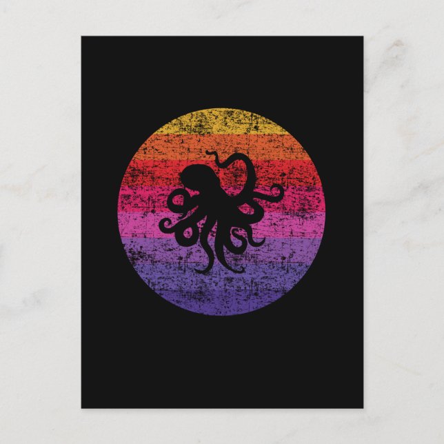Oktopus Retro Postkarte (Vorderseite)