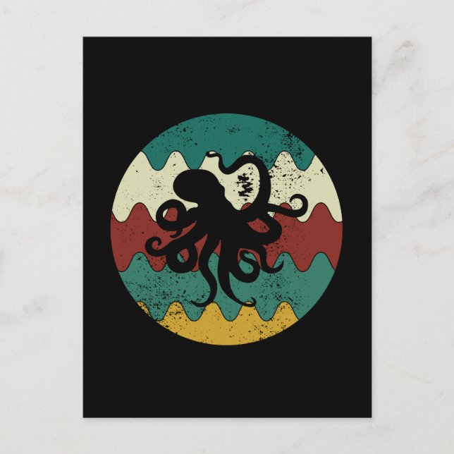 Oktopus Retro Postkarte (Vorderseite)