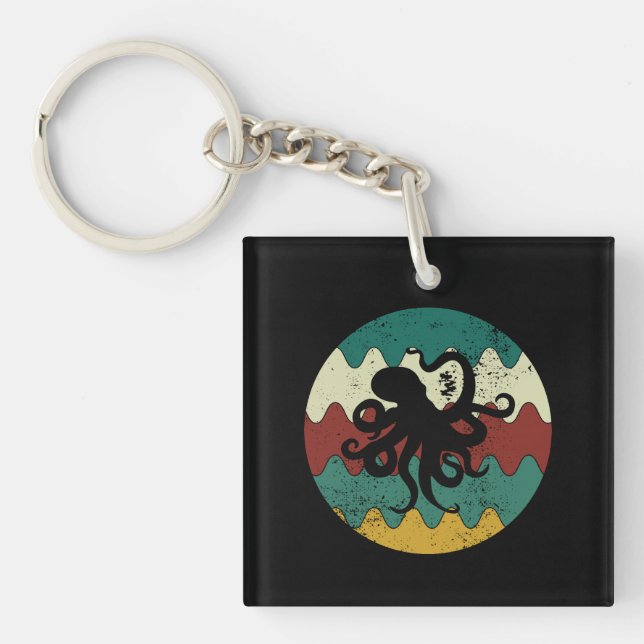 Oktopus Retro Schlüsselanhänger (Vorderseite)