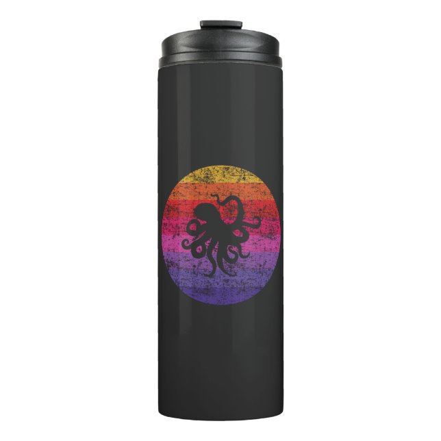 Oktopus Retro Thermosbecher (Vorderseite)