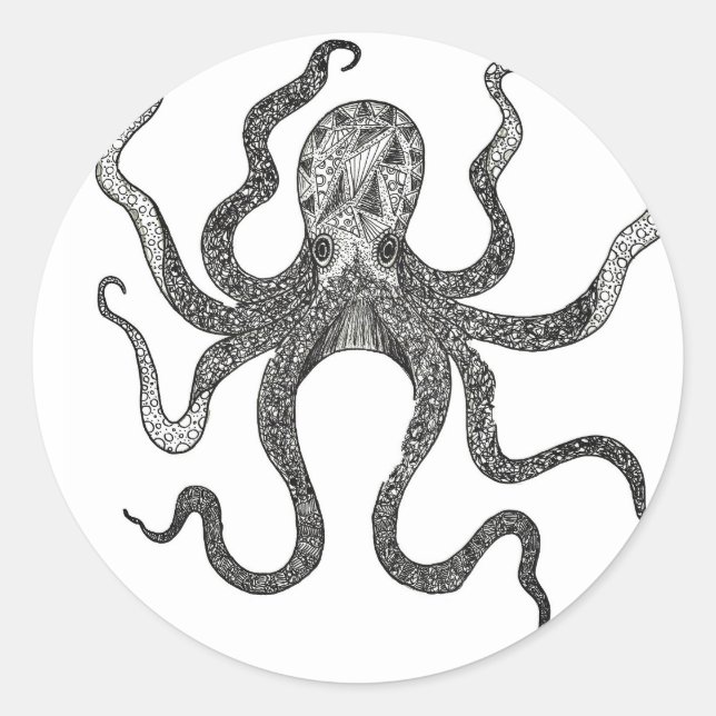 Oktopus Runder Aufkleber (Vorderseite)