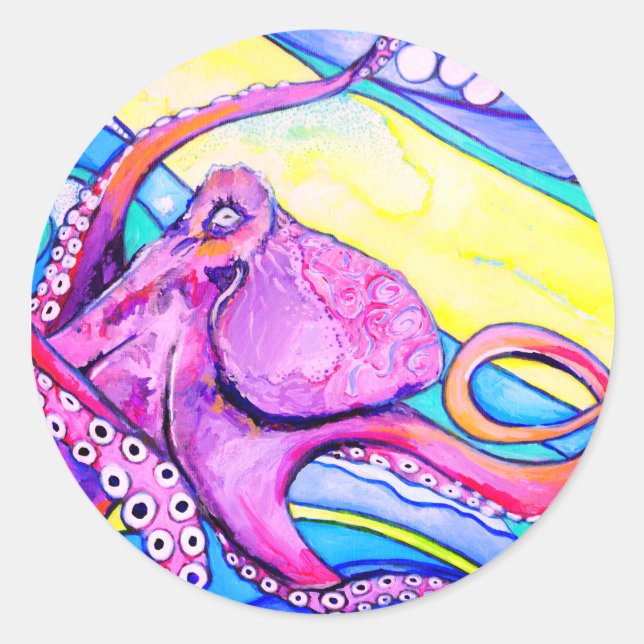 Oktopus Runder Aufkleber (Vorderseite)