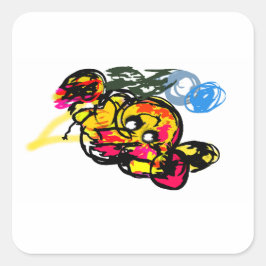Oktopus Spaß Quadratischer Aufkleber