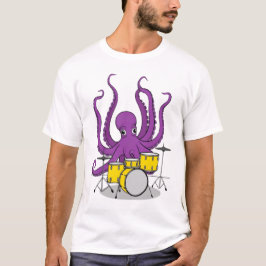 Oktopus spielt Schlagzeug im Shirt