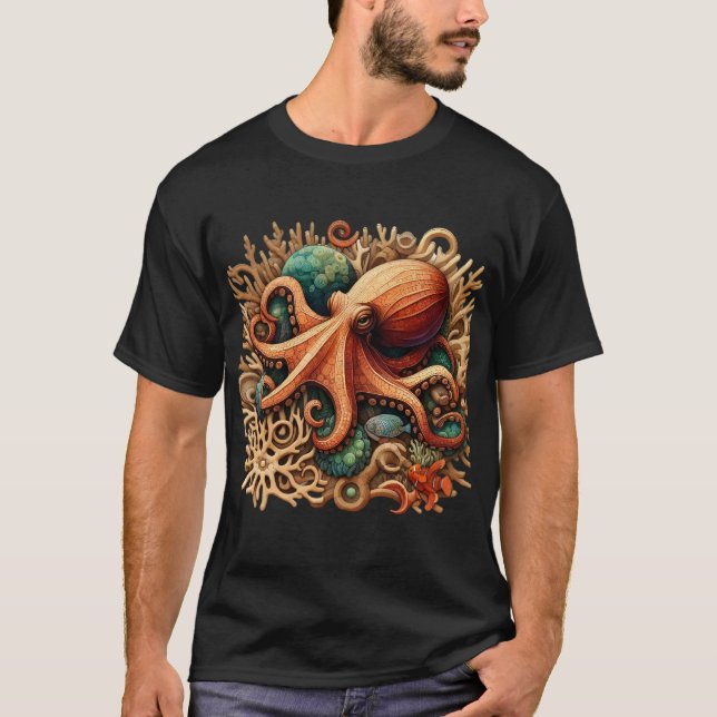Oktopus spielt Trommeln im Ozean T-Shirt (Vorderseite)