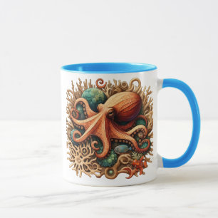 Oktopus spielt Trommeln im Ozean Tasse