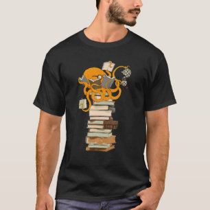 Oktopus, Tee, Kaffee und Bücher lesen T-Shirt