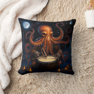 Oktopus Trommel unter Sternenhimmel Kissen