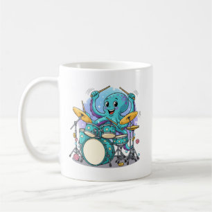 Oktopus Trommeln Lustiger Cartoon Oktopus Schlagze Kaffeetasse