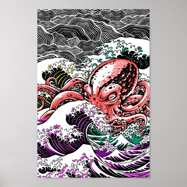 Oktopus Tsunami Poster (Vorne)
