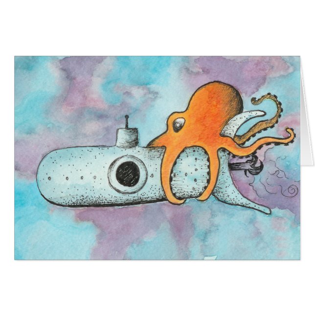 Oktopus und Unterseeboot (Vorderseite (Horizontal))