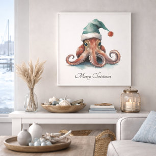 Oktopus Weihnachtsfreude, individuell Fotodruck