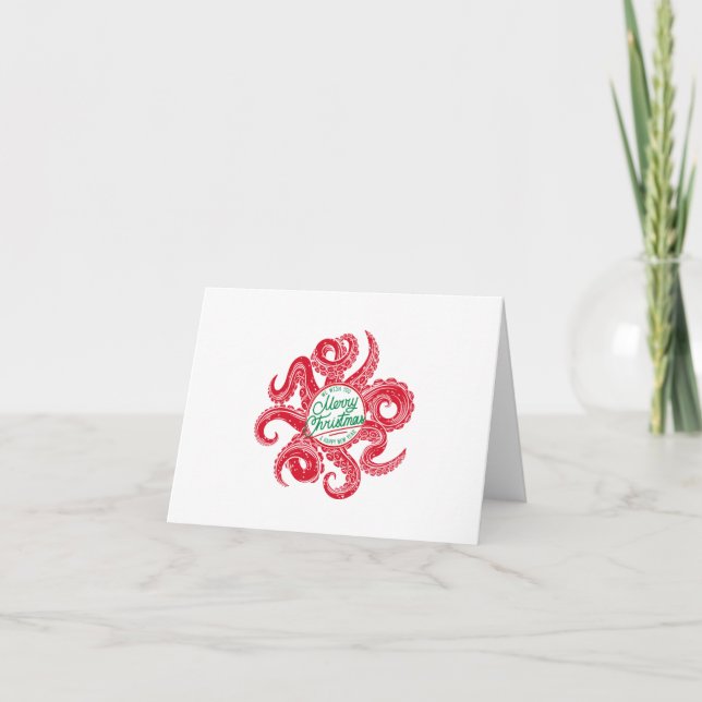 Oktopus Weihnachtskarte Feiertagskarte (Vorderseite)
