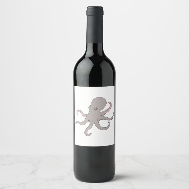 Oktopus Weinetikett (Vorderseite)