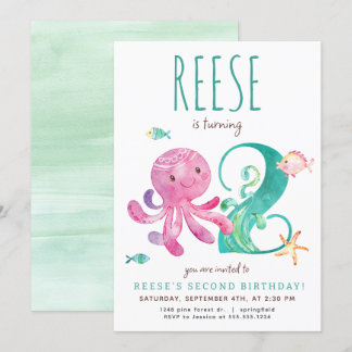 Oktopus Zweite Einladung zum Geburtstag