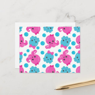 Oktopusmuster, Niedlicher Oktopus, Meerestiere Postkarte