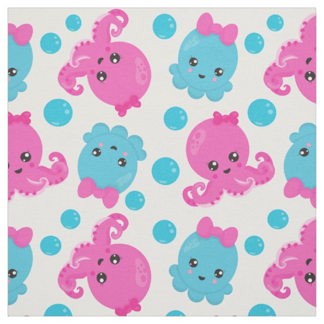 Oktopusmuster, Niedlicher Oktopus, Meerestiere Stoff (Muster)