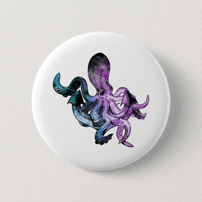 Oktopusneon Button (Vorderseite)