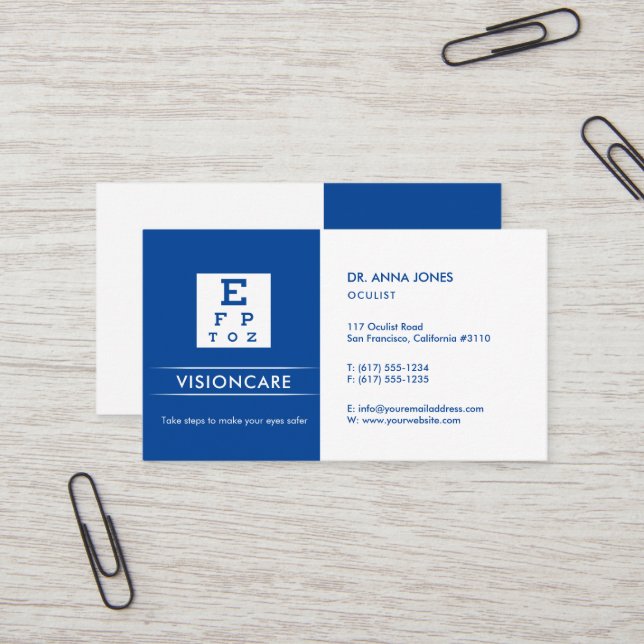Okulistin | Optiker Visitenkarte (Vorderseite/Rückseite Beispiel)