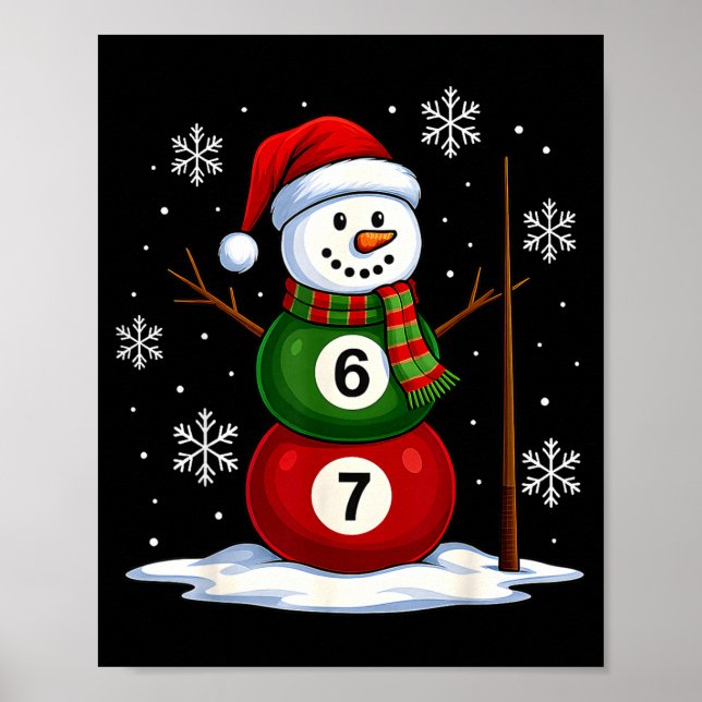 Ol Game Snowman Billiards Player Funny Christmas  Poster (Vorne)