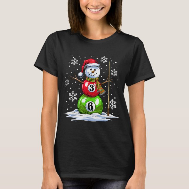 Ol Game Snowman Billiards Player Funny Christmas  T-Shirt (Vorderseite)