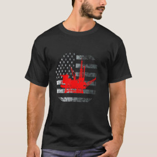 Öl Rig Patriotic US Flag Oilfield Man Worker Oil T-Shirt