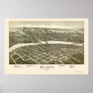 Öl-Stadt, PA Panorama-Karte - 1896 Poster