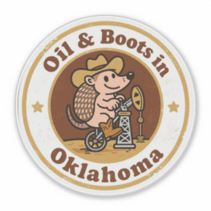 Öl & Stiefel_ Oklahoma Vintage-Kunst Aufkleber
