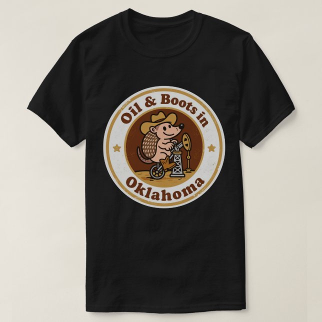 Öl & Stiefel_ Oklahoma Vintage Kunstwerke T-Shirt (Design vorne)