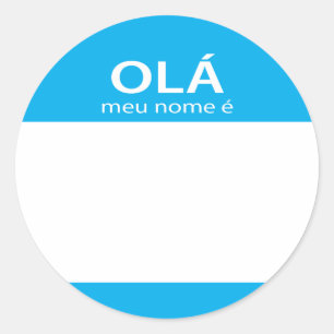 Ola Meu Nome E Portugiesehallo Namensschild Runder Aufkleber