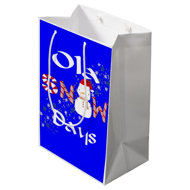 Ola, Snowman Snow Days Weihnachtsgeschenktaschen Mittlere Geschenktüte (Rückseite Schrägansicht)