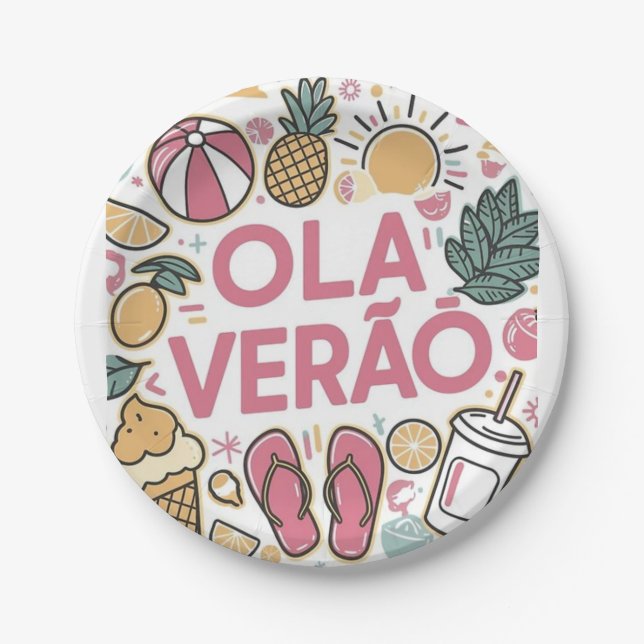 Olá Verão/Hello summer  Pappteller (Vorderseite)