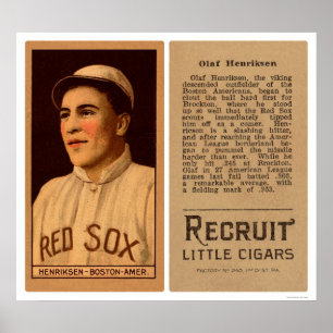 Olaf Henriksen Red Sox Baseball 1912 Poster